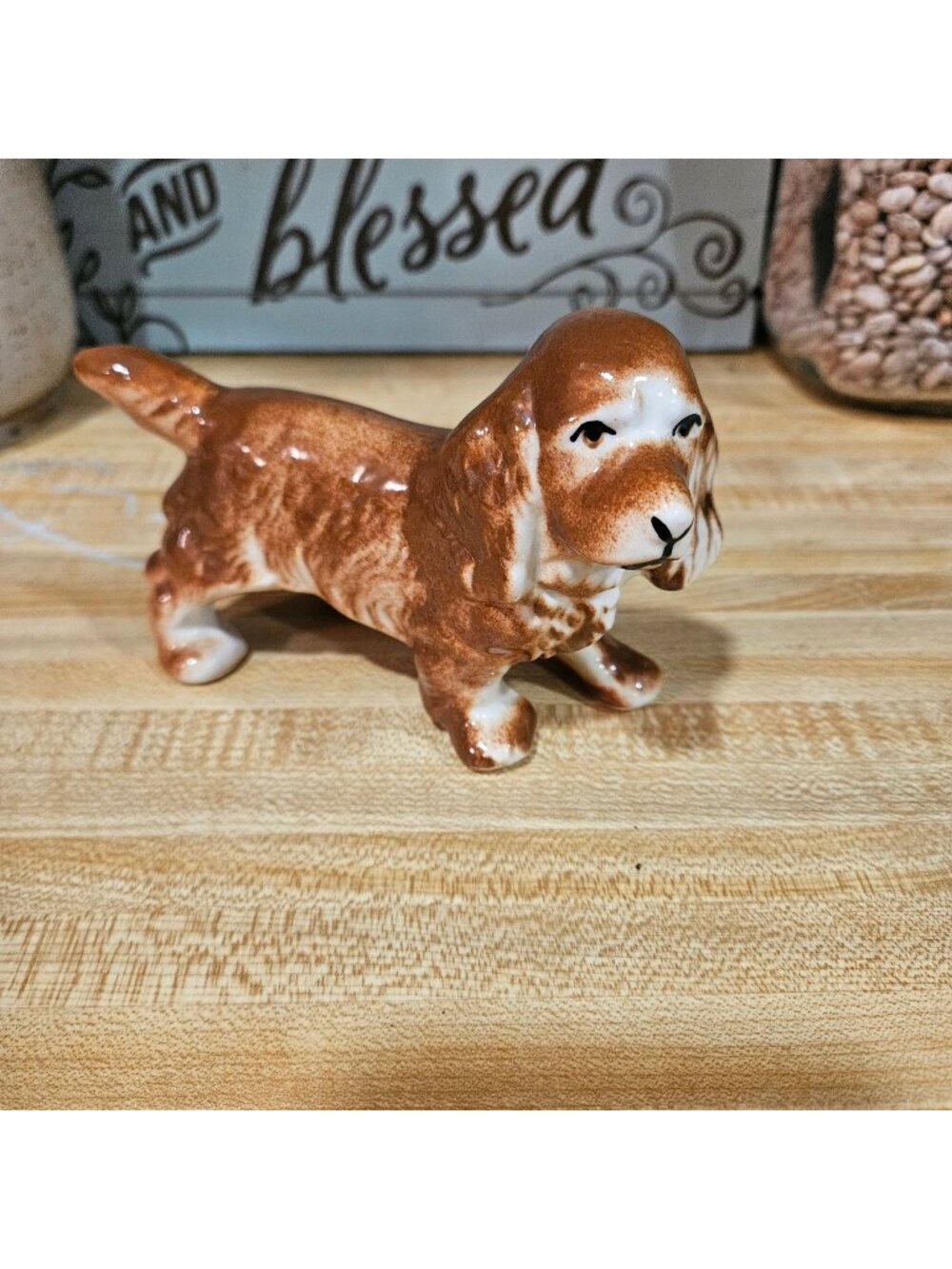 Vintage Brown Porcelain Cocker Spaniel Dog Figurine